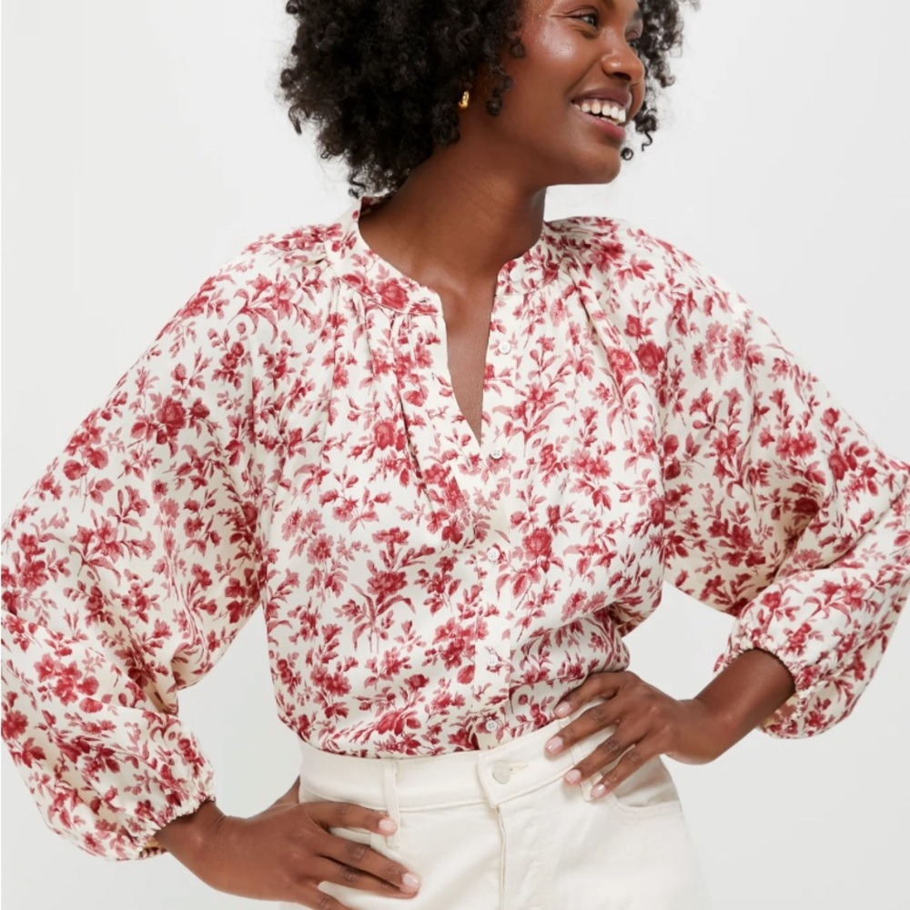 NWT Tuckernuck Red and White Floral Blouse Size S (US 4)